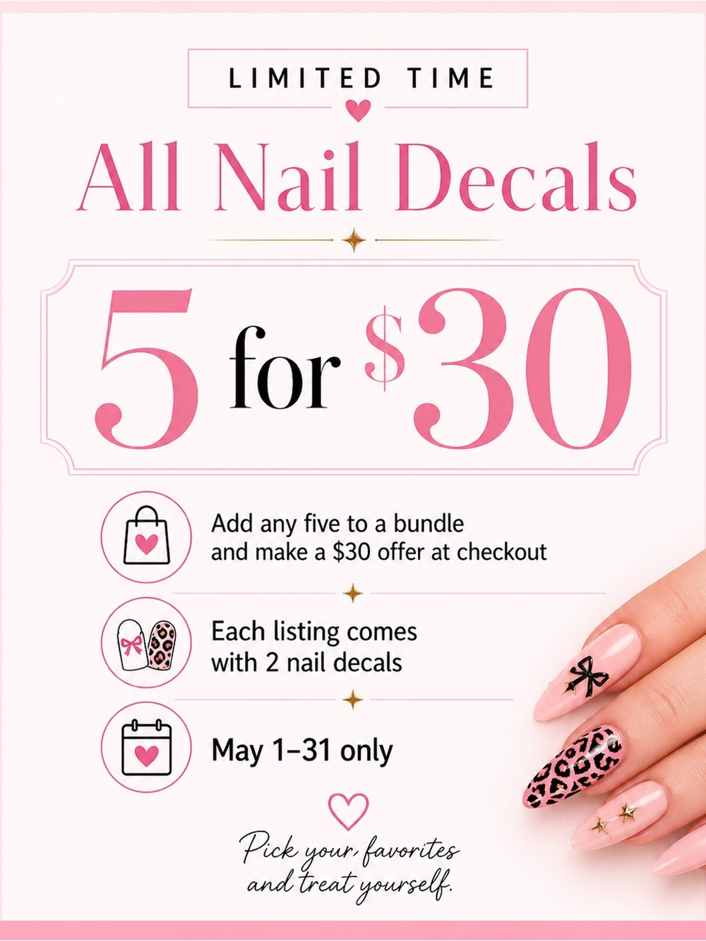 ALL NAIL DECALS 5 for $30
